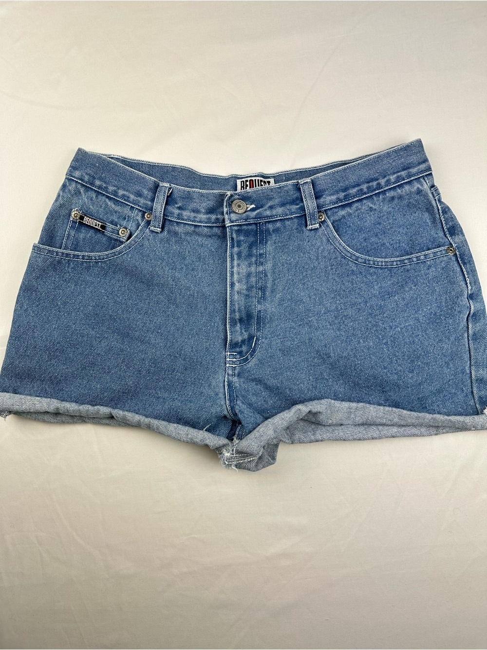 Vintage Request High Waisted Denim Jean Shorts Blue Mom Jorts 90s Indie Retro 7